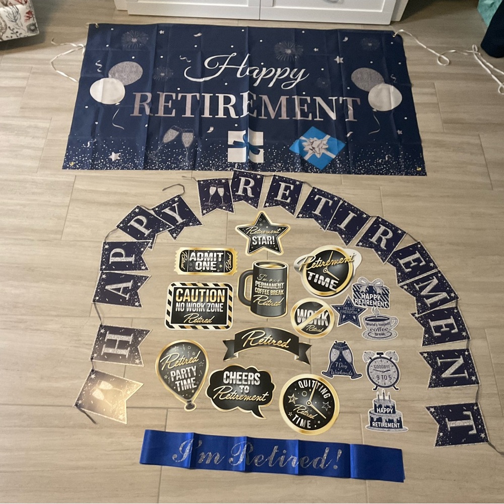 Elegant Retirement Celebration Set - Navy and Gold